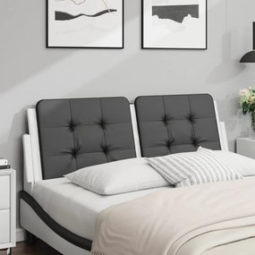 vidaXL Almofadão de cabeceira 120 cm couro artificial preto e branco