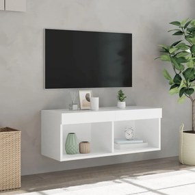 Móvel de TV com luzes LED 80x30x30 cm branco