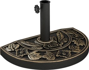 Outsunny Base Guarda-sol Resina Semicircular Suporte Estável Mastros Diferentes 9kg Compacta 50x31x32cm Cor Bronze | Aosom Portugal