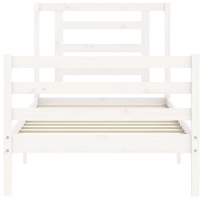 Estrutura de cama com cabeceira 100x200cm madeira maciça branco