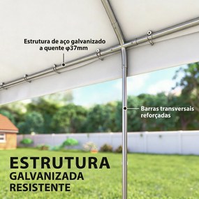 Tenda para Festas 4x6 m, Tenda de Jardim com Paredes Removíveis, 2 Portas e Janelas UPF30+ para Casamentos, Cinzento e Branco