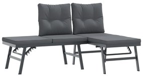 4 pcs bancos de jardim com almofadões aço revestido a pó preto