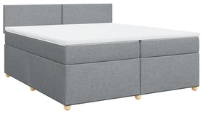 Cama com molas/colchão 200x200 cm tecido cinza-claro