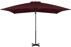 Guarda-sol jardim cantilever c/ poste alumínio 250x250 cm bordô