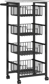 HOMCOM Fruteira para Cozinha Carrinho de Cozinha com 4 Cestas e Estrutura de Aço 49,5x31x91 cm Cinza Claro | Aosom Portugal