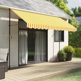 vidaXL Tecido substituição p/ sanefa toldo 3,5 m riscas amarelo/branco