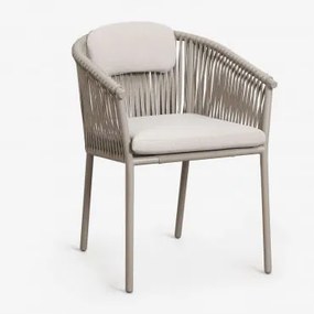 Cadeira De Jardim Empilhável Com Braços Em Alumínio E Corda Trançada Ondina Moka Brown - Sklum