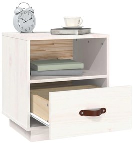 Mesas de cabeceira 2 pcs 40x34x45 cm pinho maciço branco