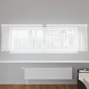 vidaXL Cortina de Renda com cortinas Floral Branco 300 x 80 cm Poliéster