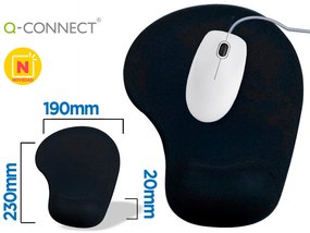 Tapete para Rato Q-Connect com Apoio de Pulsos de Gel Cor Preto