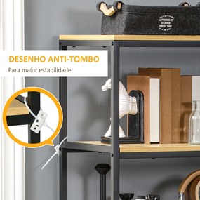 Estante de 4 Níveis com 2 Gavetas de Tecido não Tecido e Estrutura de Aço 60x40x163 cm Madeira e Preto