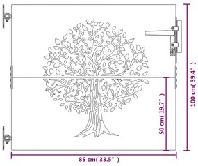 Portão de jardim 85x100 cm aço corten design árvore