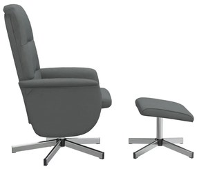 Cadeira reclinável com apoio de pés tecido cinzento-escuro