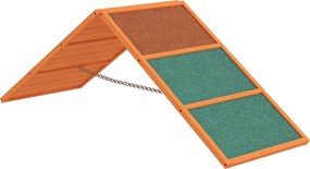 PawHut Rampa de agility para cães, dobrável, altura ajustável, antiderrapante, madeira de abeto, até 40 kg, 173 x 59 x 66 cm, Laranja/Verde | Aosom Portugal