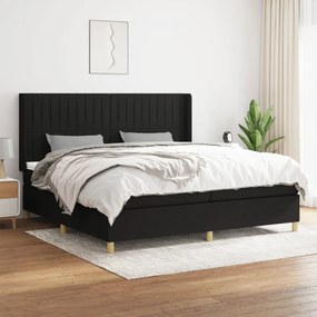 vidaXL Cama com molas/colchão 200x200 cm tecido preto