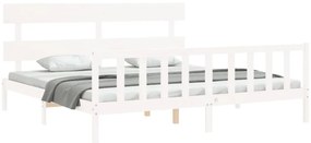 Estrutura cama Super King Size c/ cabeceira madeira branco