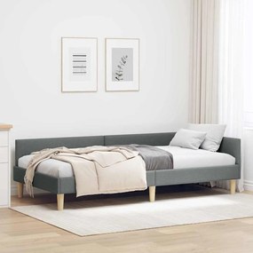 vidaXL Estrutura de Cama de Canto Cinza Escuro 90 x 190 cm tecido