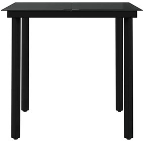 3 pcs conjunto de jantar para jardim com almofadões preto