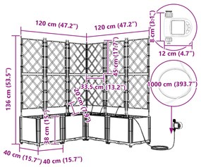 Jardineiras com Sistema de Irrigação em Água 5 pcs Cinza