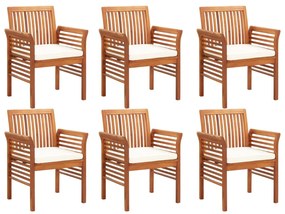 7 pcs conjunto de jantar exterior c/ almofadões acácia maciça