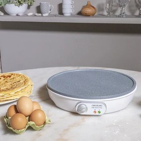 Máquina para crepes Fun Crepestone. 1000 W, Placa com revestimento antiaderente RockStone, Termóstato ajustável, Rolo de espalhamento e Espátula Inclu