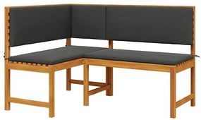 Conjunto de Jantar de Jardim de 4 Peças com Almofadas em Madeira Maciç