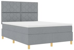 Cama Box Spring com Colchão Cinza Claro 140x200 cm Tecido