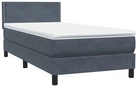 Cama com molas/colchão cinza-escuro 80x220 cm veludo