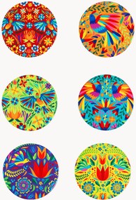 Bases para copos Mexican Flowers, conjunto de 6