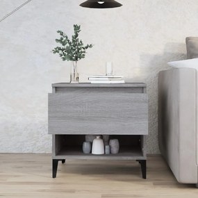 vidaXL Mesa de apoio 50x46x50 cm derivados de madeira cinzento sonoma
