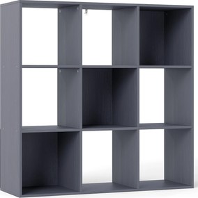 HOMCOM Estante de Arrumação de 3 Níveis com 9 Compartimentos para Sala Escritório Quarto 91x29,5x91 cm Cinza | Aosom Portugal