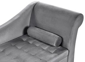 Chaise-longue à direita com arrumação em veludo cinzento claro PESSAC Beliani