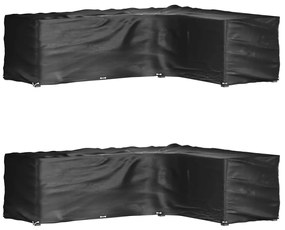 Capas p/ mobília jardim forma de L 2 pcs 16 ilhós 260x210x80 cm