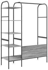 Cabideiro com Prateleiras Cinzento Sonoma 120x44x160 cm Madeira de Eng