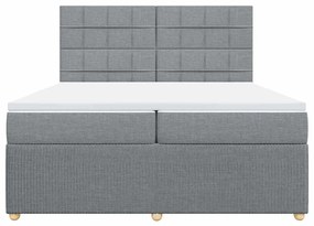 Cama com molas/colchão 200x200 cm tecido cinza-claro