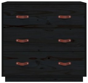 Aparador 80x40x75 cm madeira de pinho maciça preto
