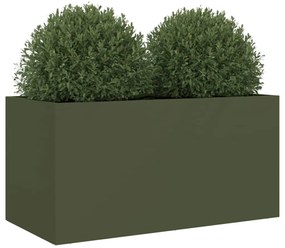 Vaso/floreira 62x30x29 cm aço verde azeitona