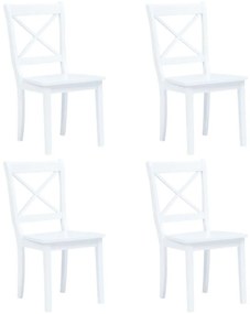 vidaXL Cadeiras de jantar 4 pcs madeira de seringueira maciça branco