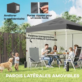 Tenda de jardim 2,5 x 2,5 m, tenda pop-up dobrável com altura ajustável, proteção UV50+, montagem fácil, cinzento escuro