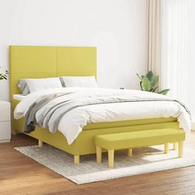 vidaXL Cama com molas/colchão 140x200 cm tecido verde-claro