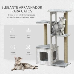 PawHut Árvore Arranhador para Gatos Arranhador de Gatos com Caverna Mú