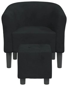Poltrona com apoio de pés veludo preto