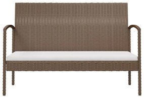 8 pcs Conjunto lounge de jardim com almofadões vime PE castanho