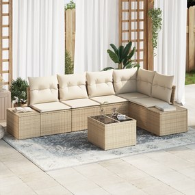 Conjunto de Sofá de Jardim de 6 Peças com Almofadas em Rattan de Polié