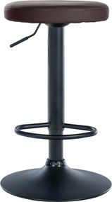 Conjunto de 2 bancos altos em couro sintético de estrutura preta 60-81 x 38,5 cm castanho