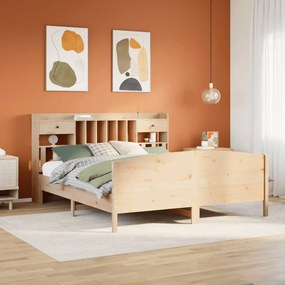 vidaXL Cama com estante sem colchão 200x200 cm pinho maciço