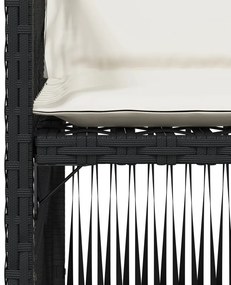 Cadeiras de jardim com almofadões 4 pcs vime PE preto
