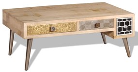 Mesa centro c/ gavetas madeira mangueira maciça 105x55x41 cm