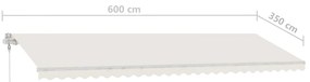 Toldo retrátil manual independente 600x350 cm cor creme