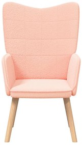 Cadeira Relaxante vidaXL Rosa em Tecido que Lembra Lã